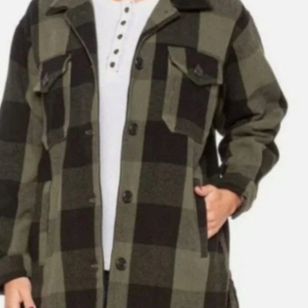 Lucky Brand green and black  Plaid Shacket Top - L/G